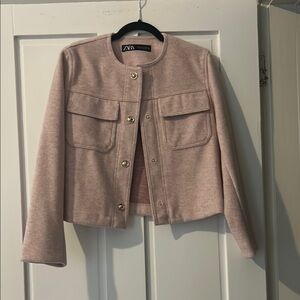 Zara Pink Blazer Tailored Cropped Jacket